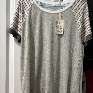 Mystree Gray and Striped Short Sleeve Tee